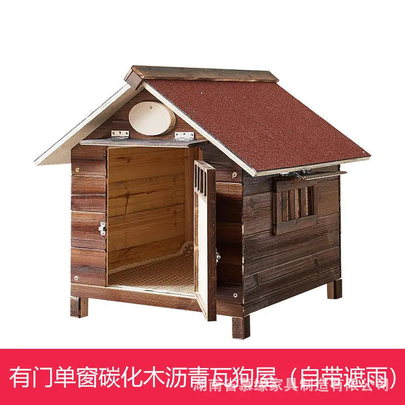Solid Wood Outdoor Dog Kennel Wooden Large Hut Antiseptic Cat House Cage Dog House All Seasons Dog Villa