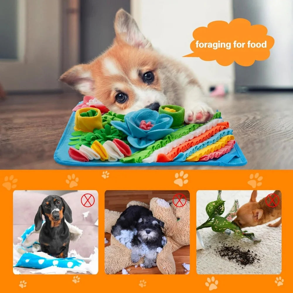 Pet Slow Feeding Puzzle Mat Dog Scenting Pad Cat Feeding Blanket Olfactory Training Mat Toy Cute Floral Design Fun Feeding Mat