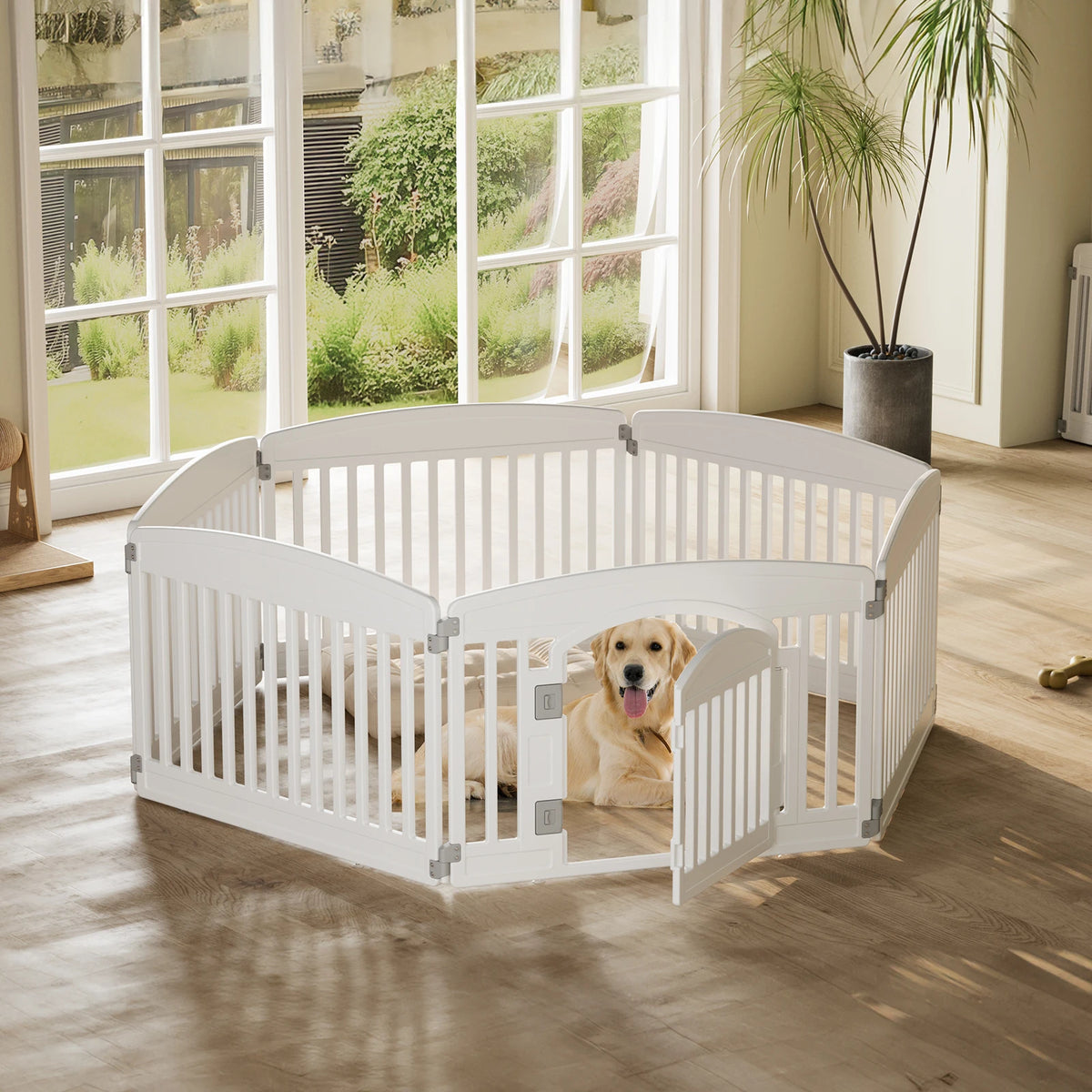JHK Plastic Dog Playpen 6 Panel 24IN Expandable Durable Pet Fence for Medium Dogs Indoor Outdoor Folding Portable Puppy Playpen