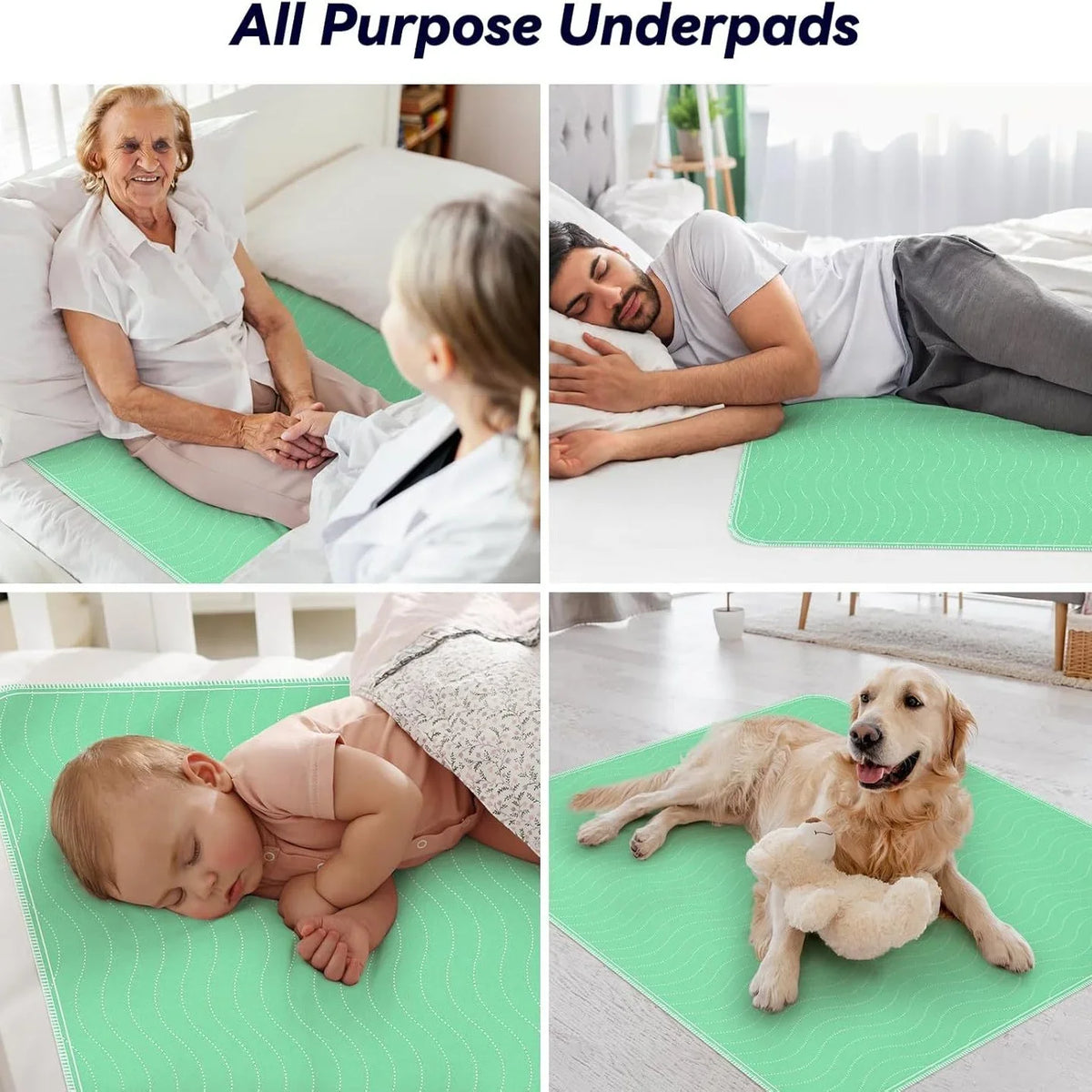 1PCS Washable Underpads Reusable Waterproof Bed Pads Super Absorbent Incontinence Mattress Protector for Adults Kids Pets