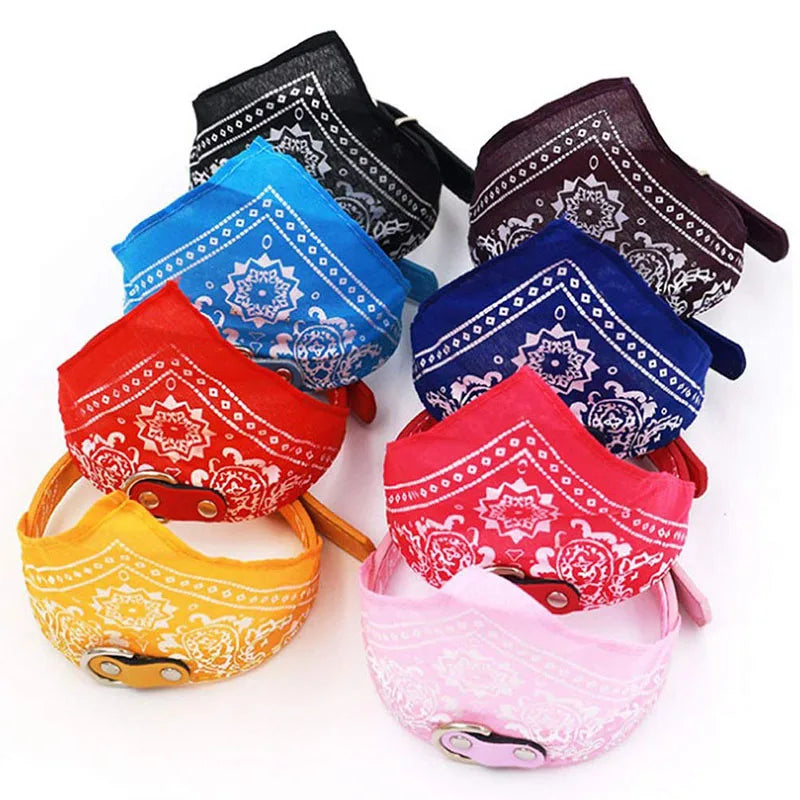 Pet Dog Collars with Print Scarf Cute Adjustable Small Dog Bandana Collar Neckerchief Puppy Pet Slobber Towel Cat Accessories