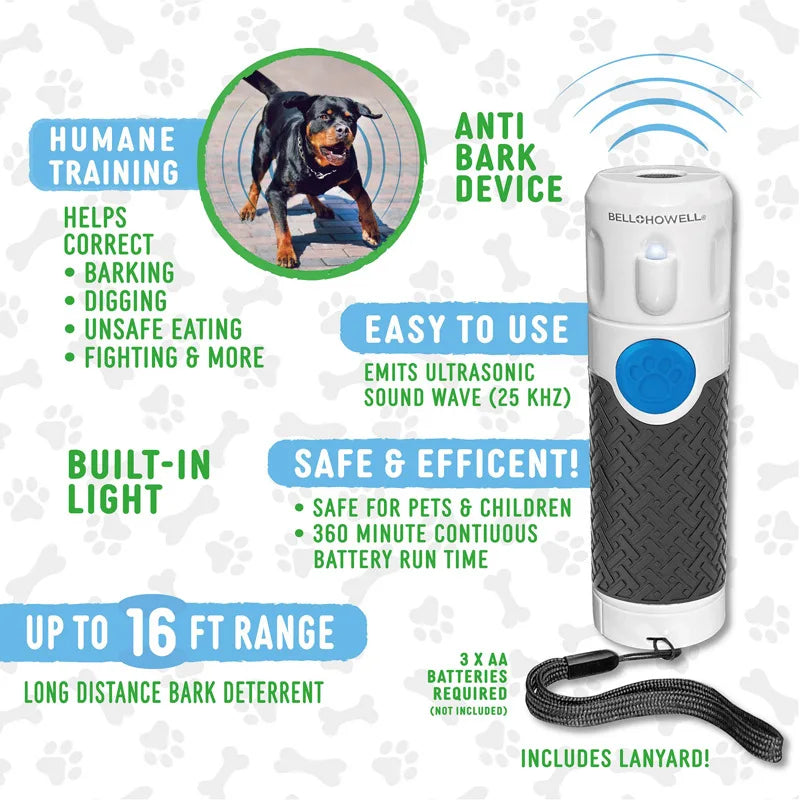 Portable Ultrasonic Dog Training Device With Anti-Bark and Dog Repellent Functions Equipped With UV Lamps For Pet Training