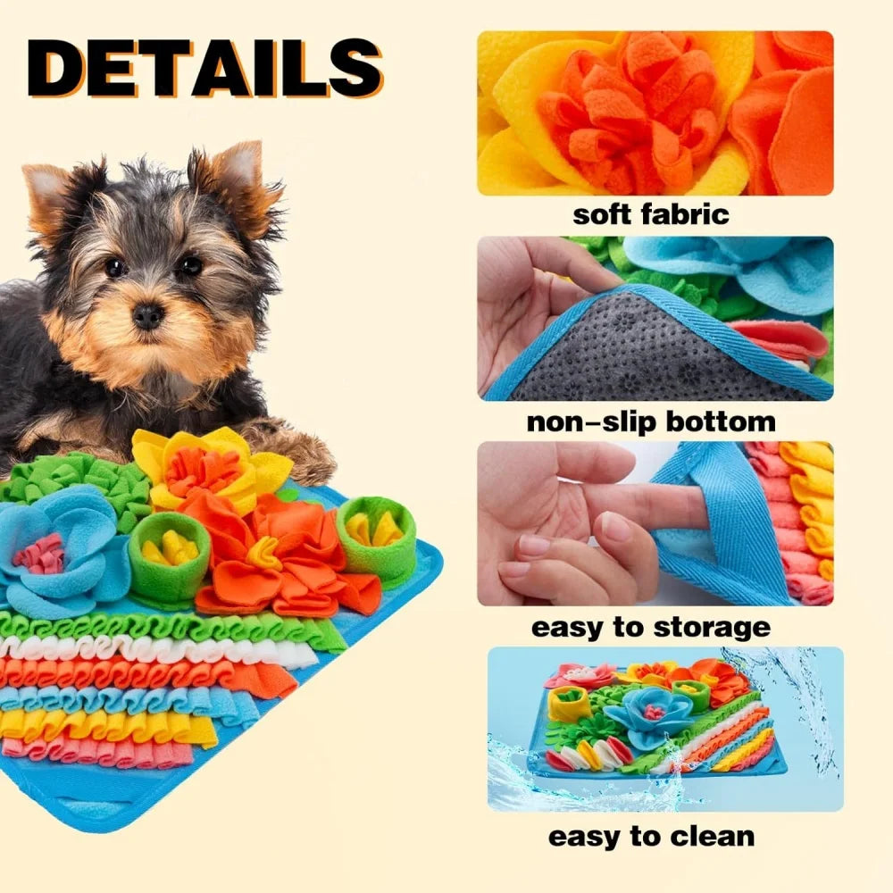 Pet Slow Feeding Puzzle Mat Dog Scenting Pad Cat Feeding Blanket Olfactory Training Mat Toy Cute Floral Design Fun Feeding Mat