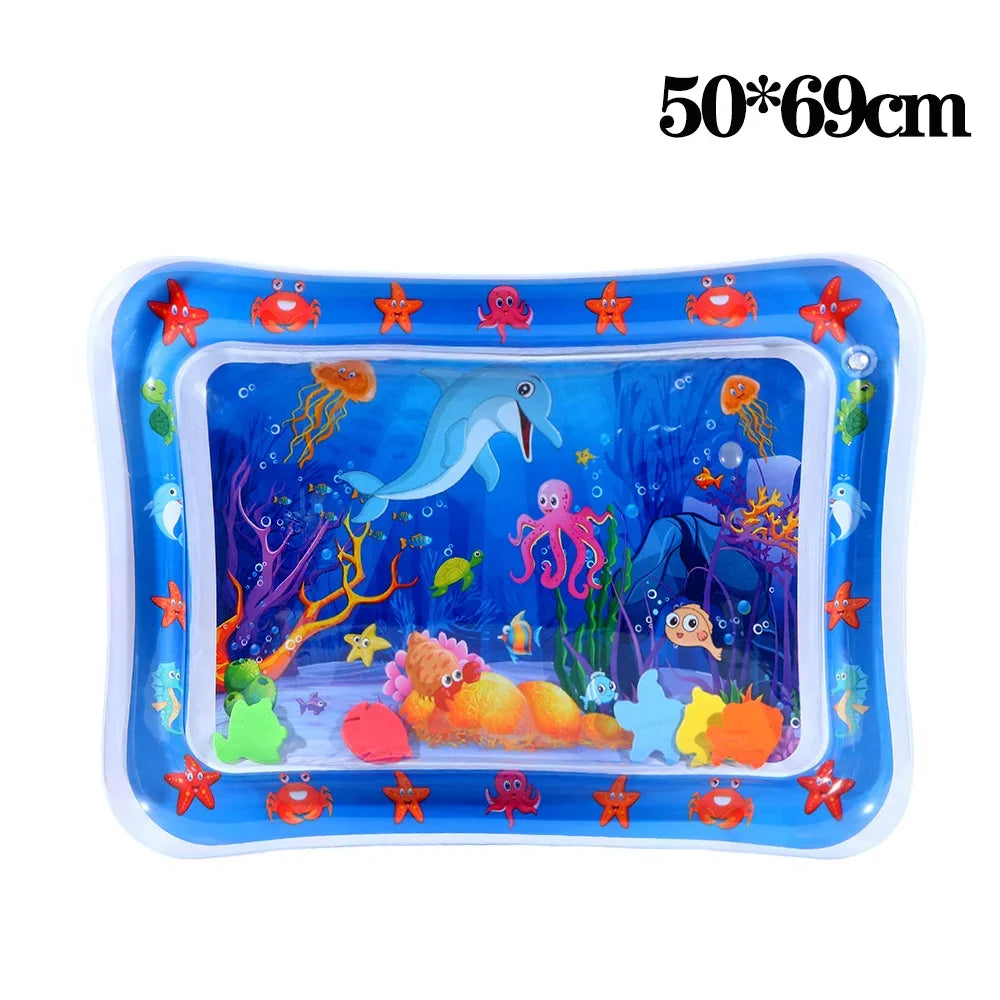 Thickened Inflatable Water Sensory Play Mat Ocean Fish Theme Water Play Mat For Dogs Cats Pet Cooling Sensory Toy Indoor Outdoor Pet Playmat